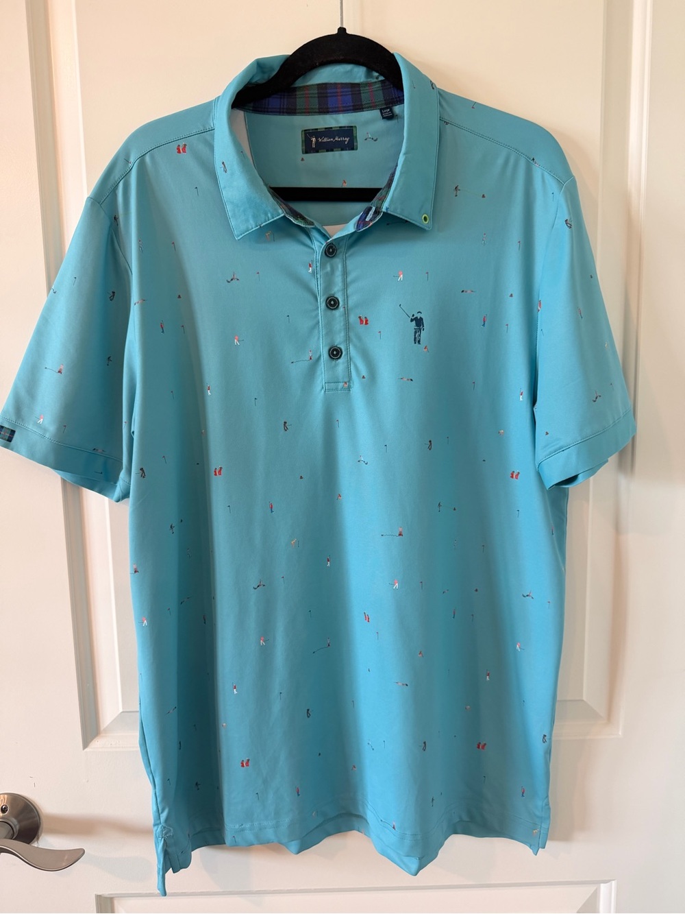 William Murray Golf Men’s Large Blue Golf Course Print Performance Polo